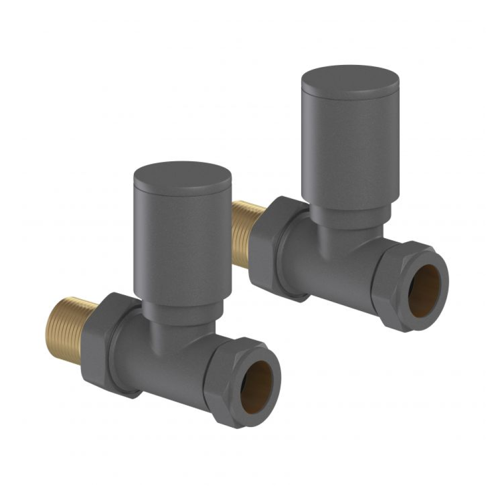 Photo of Tissino Hugo2 Straight Radiator Valves (Pair) in Anthracite Cutout