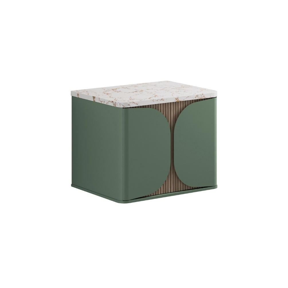 Product Cut out image of the Crosswater Tambour Sage Green 600mm Single Drawer Unit with Worktop