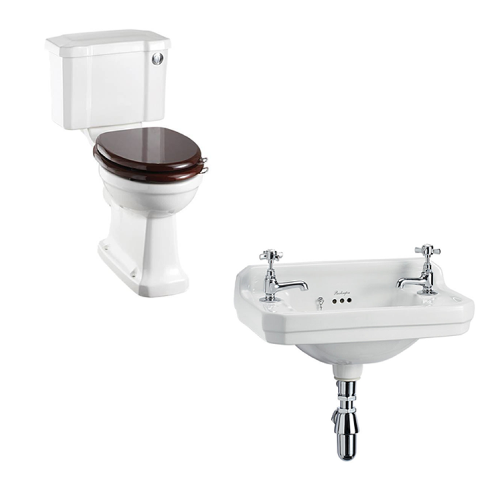 Photo of Burlington Edwardian Cloakroom Toilet & Basin Set Cutout
