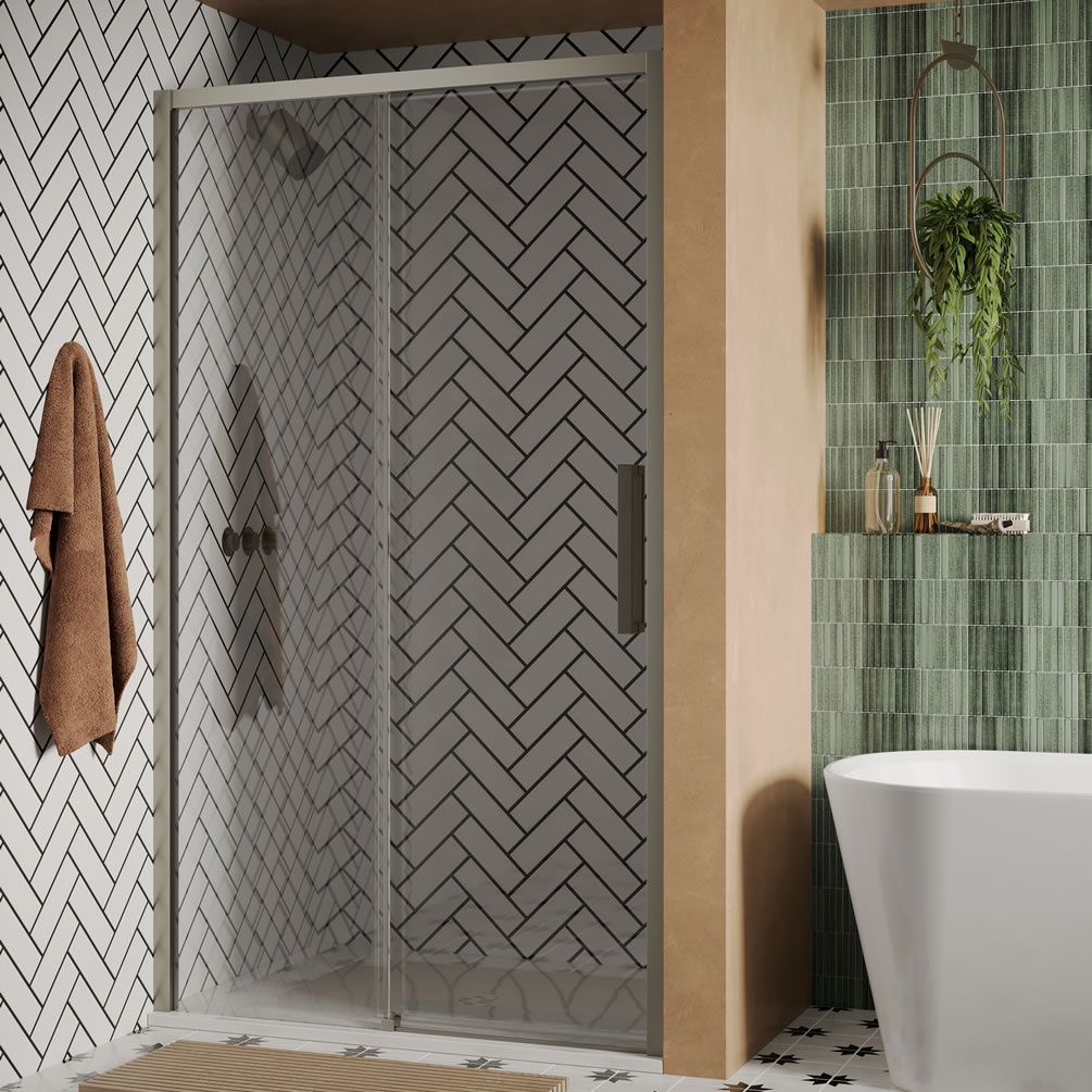 Lifestyle image of Crosswater Asura 8 Brushed Stainless Steel 1300mm Sliding Shower Door