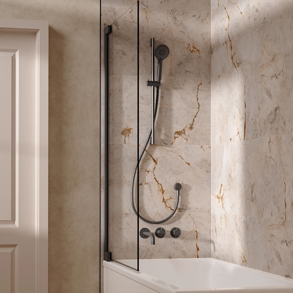 Lifestyle image of Crosswater Module Slate Dual Outlet Slide Rail Shower Bath Set