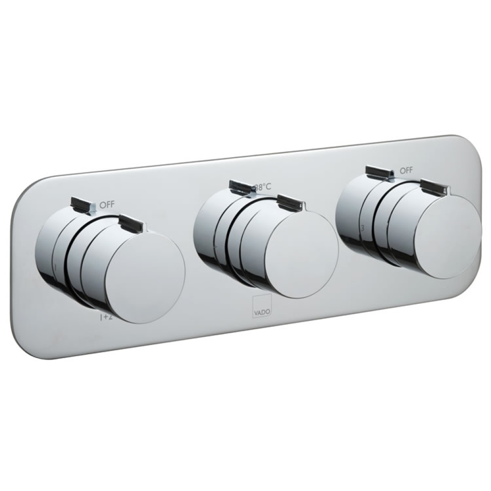 Cutout image of Vado Altitude Triple Outlet Thermostatic Shower Valve Horizontal.