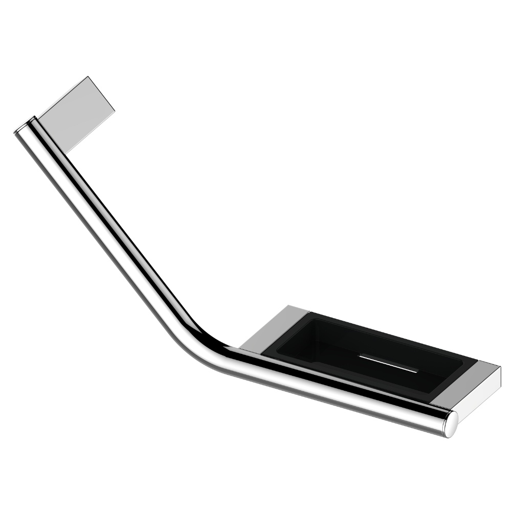 Product Cut out image of the Keuco Plan Angled Grab Rail with Soap Dish 14909 012037