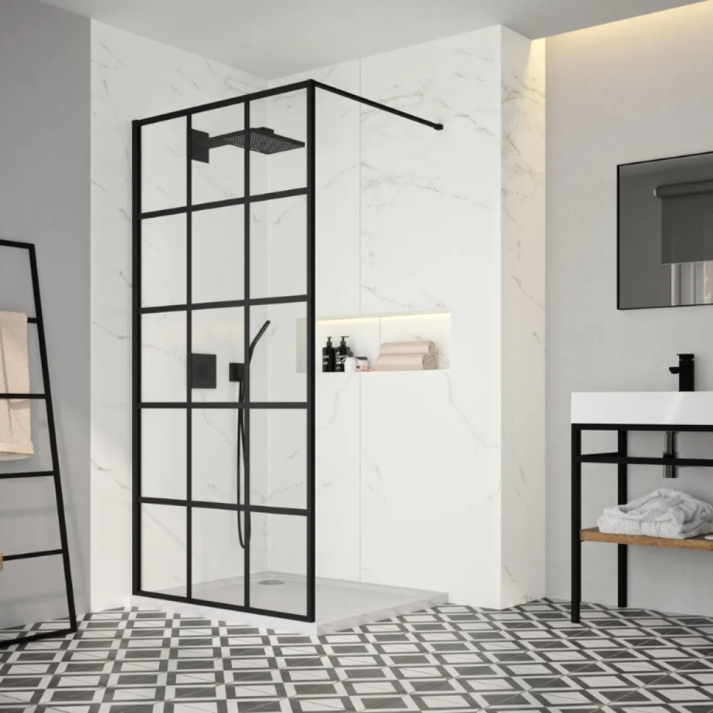 Merlyn Black Squared 900mm Wetroom Shower Screen