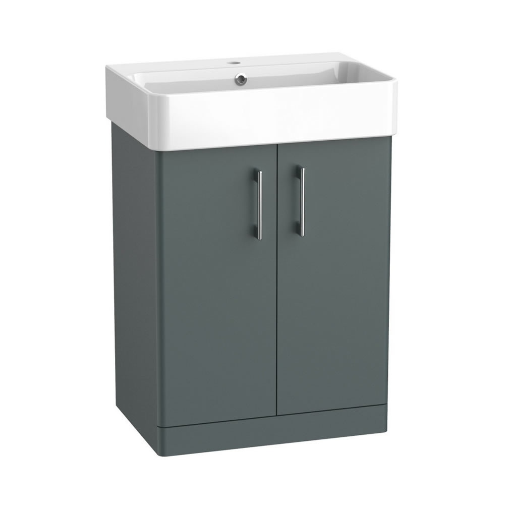 Tavistock Arlo 600mm Matt Viridian Green Freestanding Vanity Unit & Basin