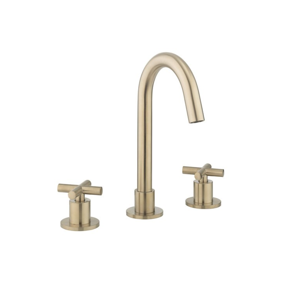 pHOTO OF Crosswater MPRO Brushed Brass Crosshead Basin 3TH Set Cutout