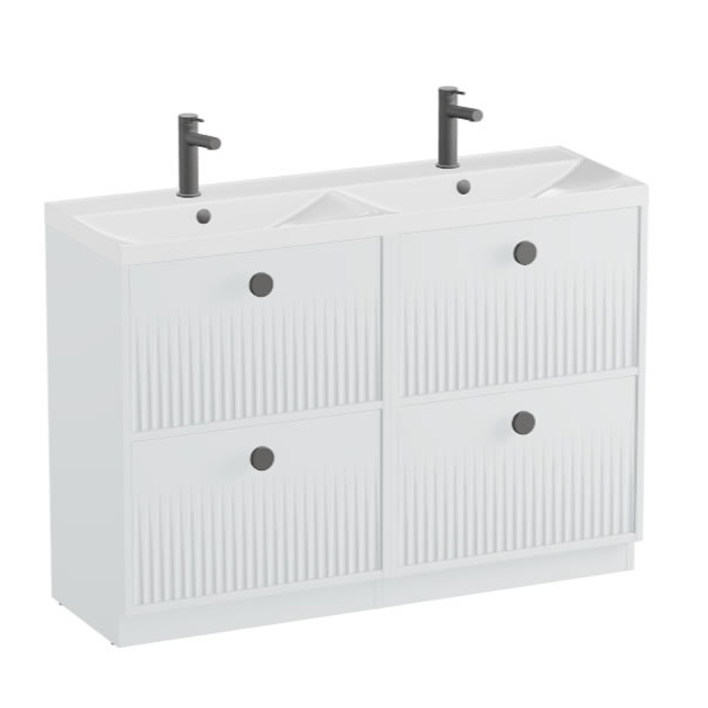 Vado Safari Fluted 1200mm Arctic White Floorstanding Vanity Unit & Ceramic Basin