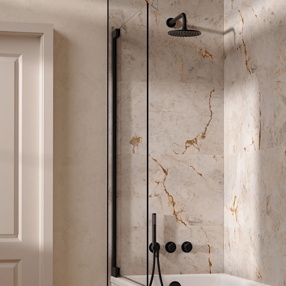Lifestyle image of Crosswater Module Matt Black Triple Outlet Shower Bath Set