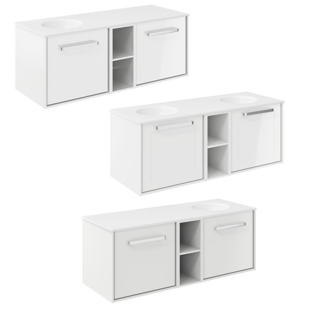 Cutout image of Crosswater Infinity 1200mm White Gloss Wall-Hung Vanity Unit & Basin