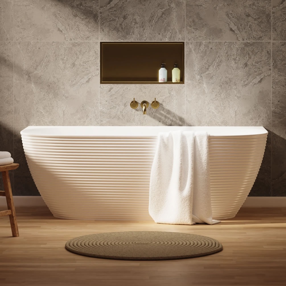 Lifestyle image of Crosswater Auriga Gloss White 1700 x 800mm Back-to-Wall Bath