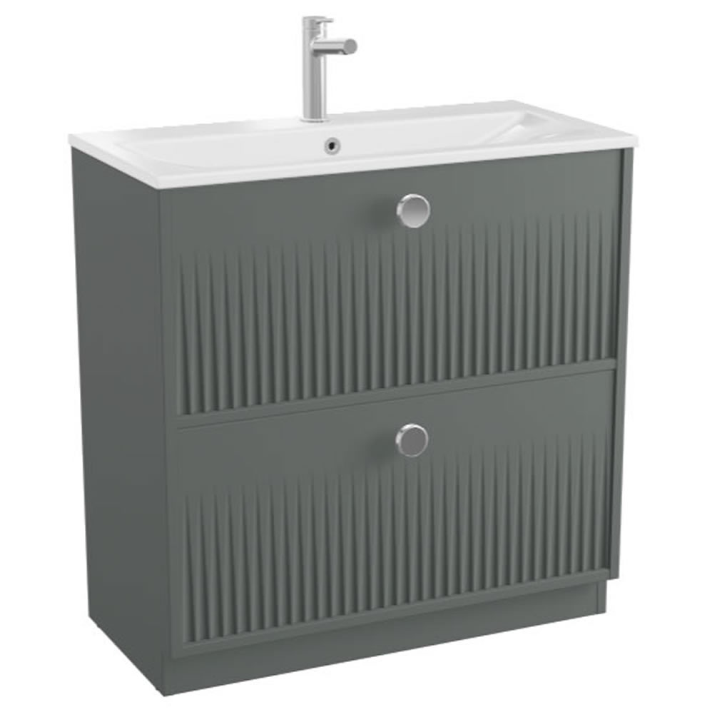 Vado Safari Fluted 800mm Charcoal Grey Floorstanding Vanity Unit & Ceramic Basin