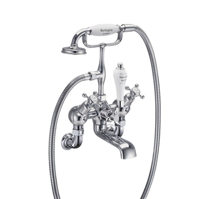 Product Cut out image of the Burlington Claremont Angled Wall Mounted Bath Shower Mixer