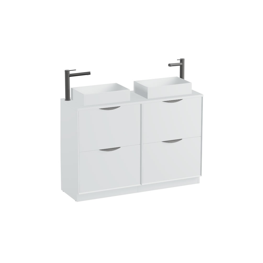 Vado Safari Smooth 1200mm Arctic White Floorstanding Vanity Unit & Arctic White Worktop
