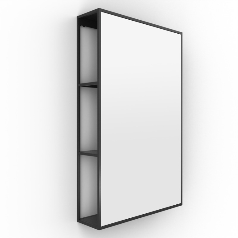 Product Cut out image of the Origins Living Dockside 800mm Mirror Cabinet with Open Shelving on an angle