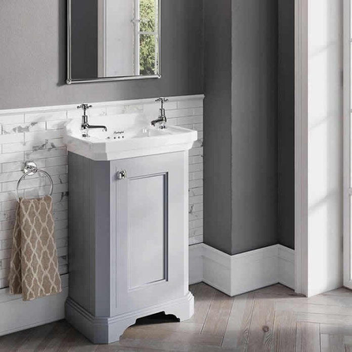 Product Lifestyle image of the Burlington Edwardian Cloakroom & Classic Grey Freestanding Vanity Unit