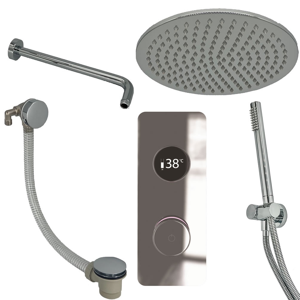 Cutout image of TED TOGO Chrome Triple Outlet Digital Shower Bath Set
