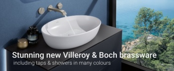 image of villeroy and boch wall mounted tap hole tap with countertop basin in white