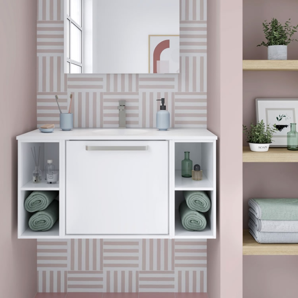 Lifestyle image of Crosswater Infinity 900mm Matt White Wall-Hung Vanity Unit & Basin