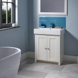 Tavistock Lansdown 700mm Matt Linen White Freestanding Unit & Basin - Lifestyle Image 1