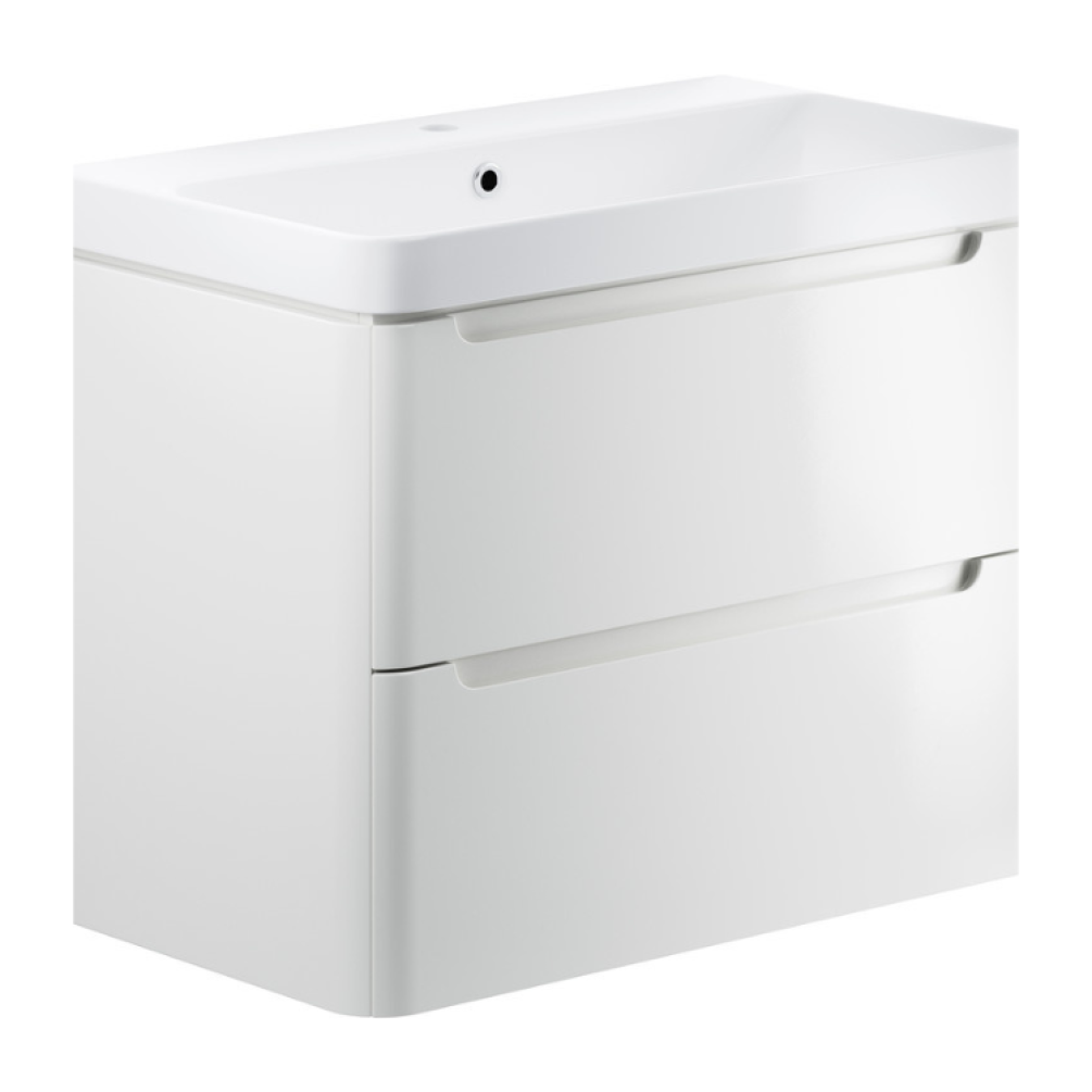 Apex White Gloss 2 Drawer Wall Hung Vanity Unit & Basin