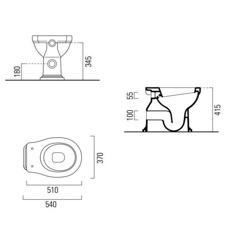 GSI Classic 54 High Level WC, Cistern & Seat Sanctuary Bathrooms