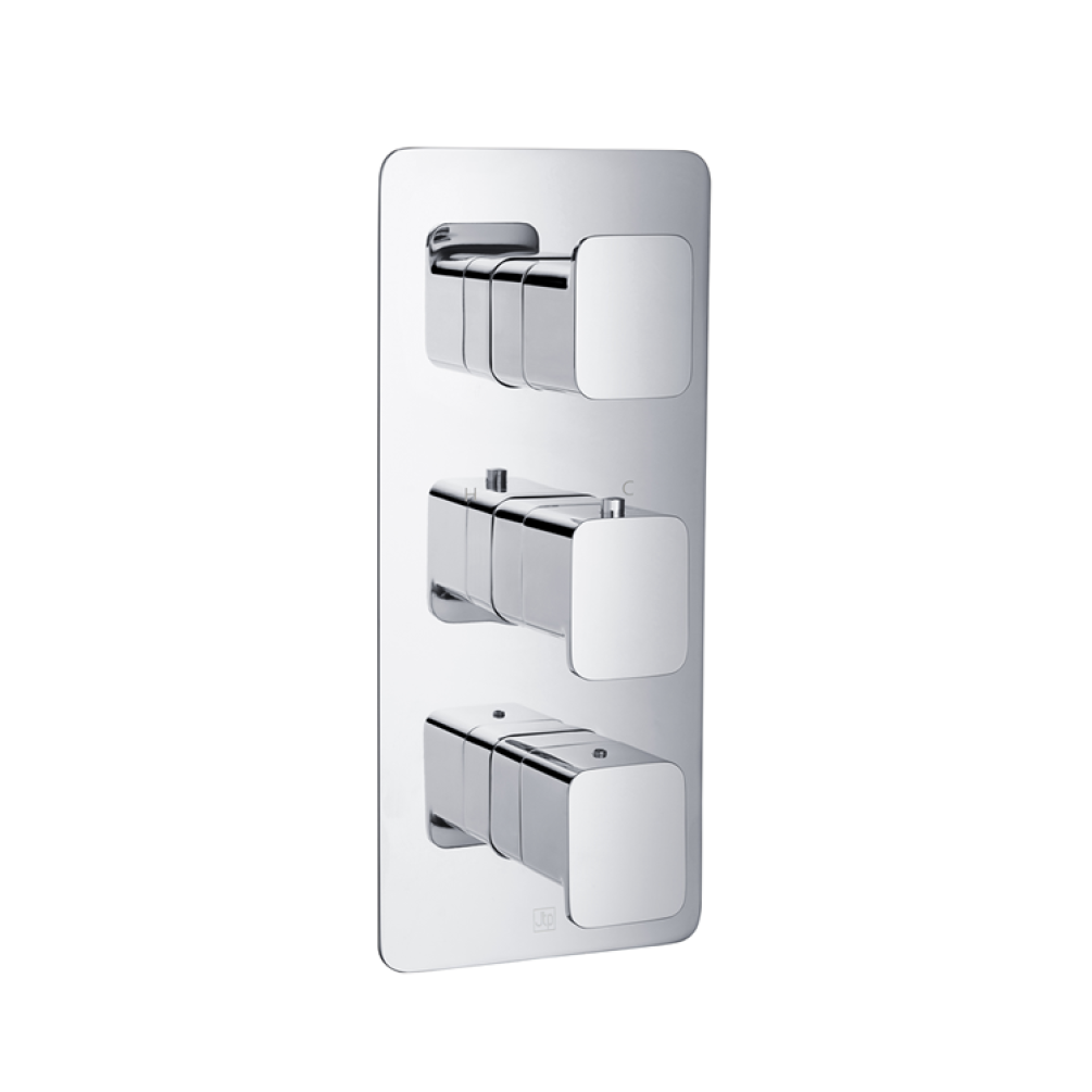 Photo of JTP Hix Chrome Twin Outlet Portrait Thermostatic Shower Valve Cutout