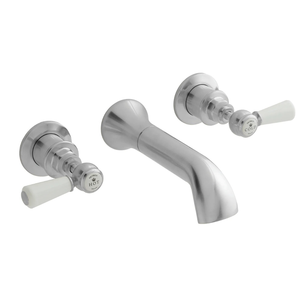 BC Sanitan Victrion Lever Brushed Chrome 3 Hole Wall Mounted Bath Filler Cut Out