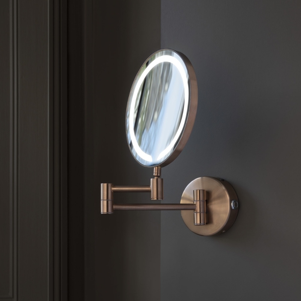 JTP Zoom Brushed Bronze Round Illuminating Make Up Mirror Lifestyle