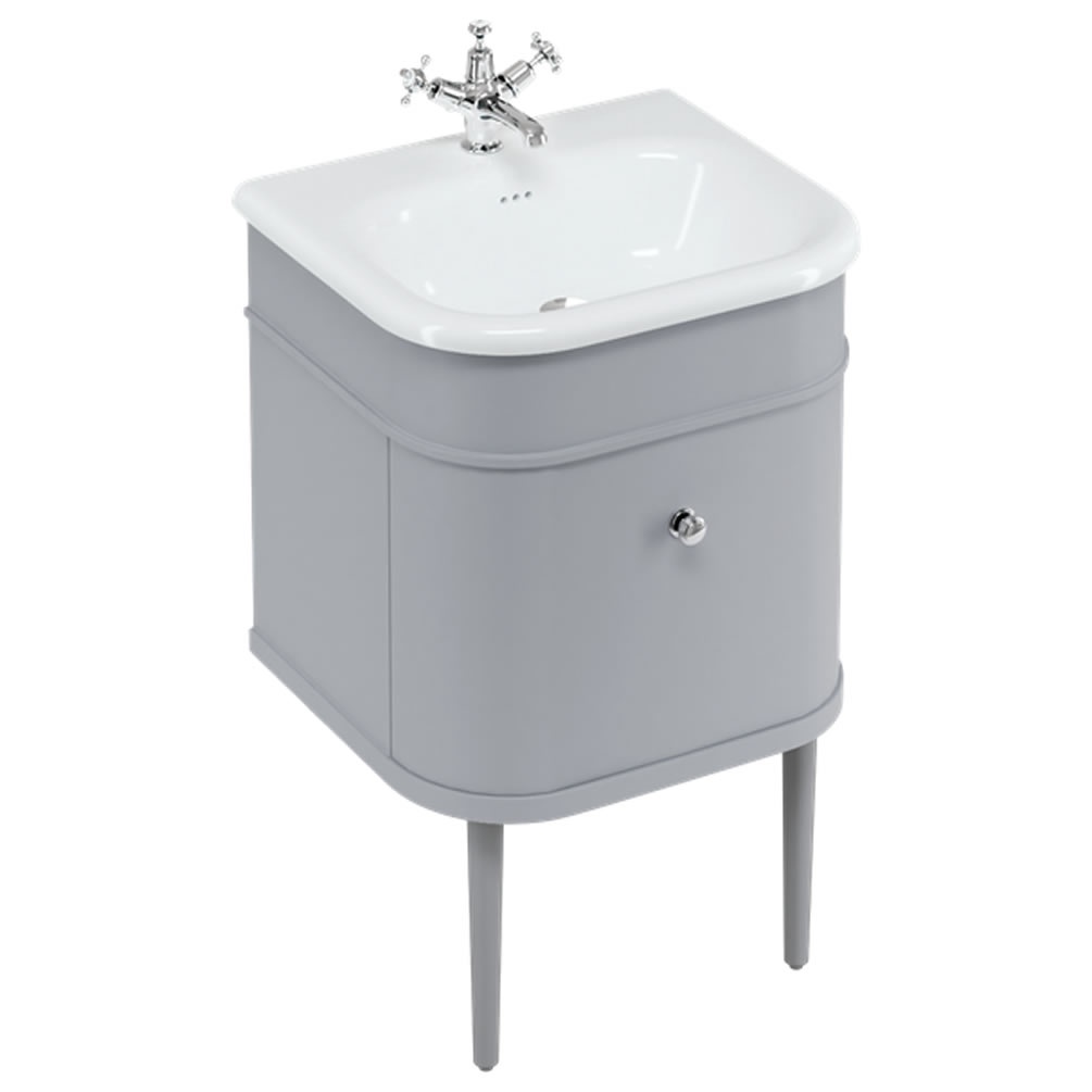 Burlington Chalfont 550mm Wall Hung Vanity Unit, Natural Stone Basin With Grey Legs