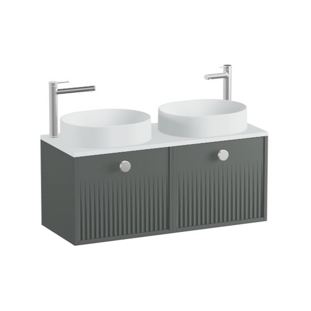 Vado Safari Fluted 1000mm Charcoal Grey Wall Hung Vanity Unit & Arctic White Worktop