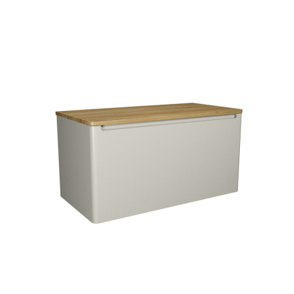 Photo of Crosswater Artist Cashmere Matt 1000mm Unit & Solid Oak Worktop with No Legs Cutout