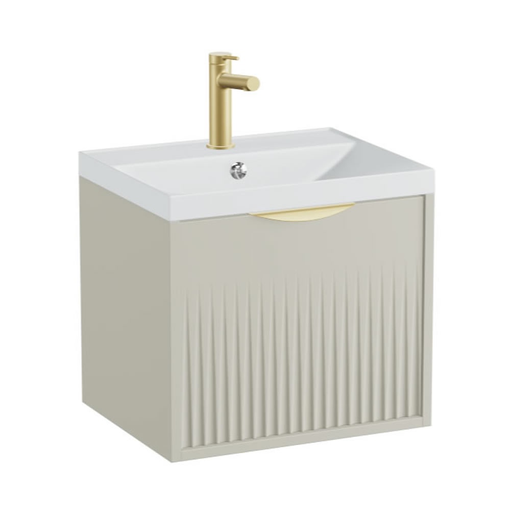 Vado Safari Fluted 500mm Cashmere Wall Hung Vanity Unit & Mineral Basin