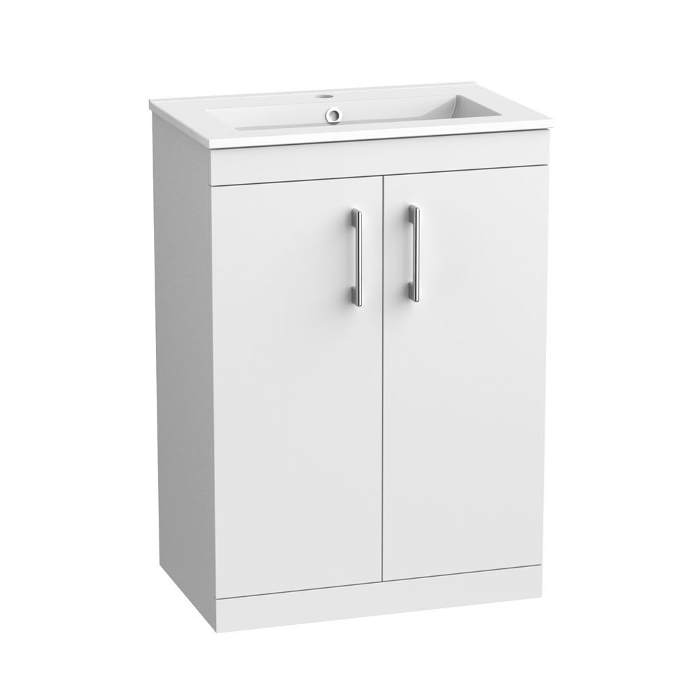 Tavistock Kew 600mm Gloss White Freestanding Vanity Unit & Basin