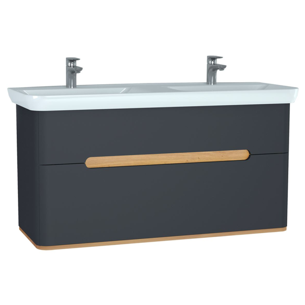 Photo of Vitra Sento Matt Anthracite Double Basin Vanity Unit Cutout