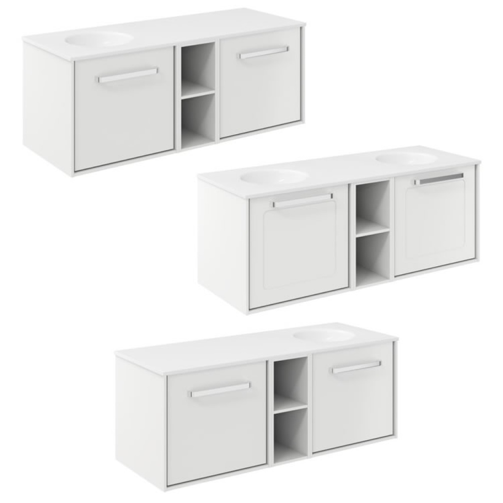 Cutout image of Crosswater Infinity 1200mm Matt White Wall-Hung Vanity Unit & Basin