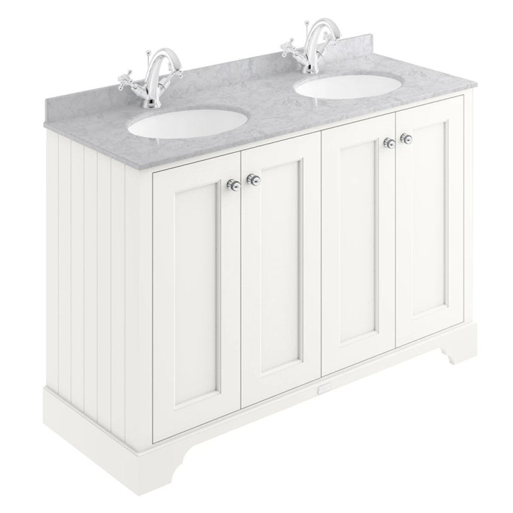 Bayswater Pointing White 1200mm 4 Door Vanity Unit & Grey 1TH Worktop