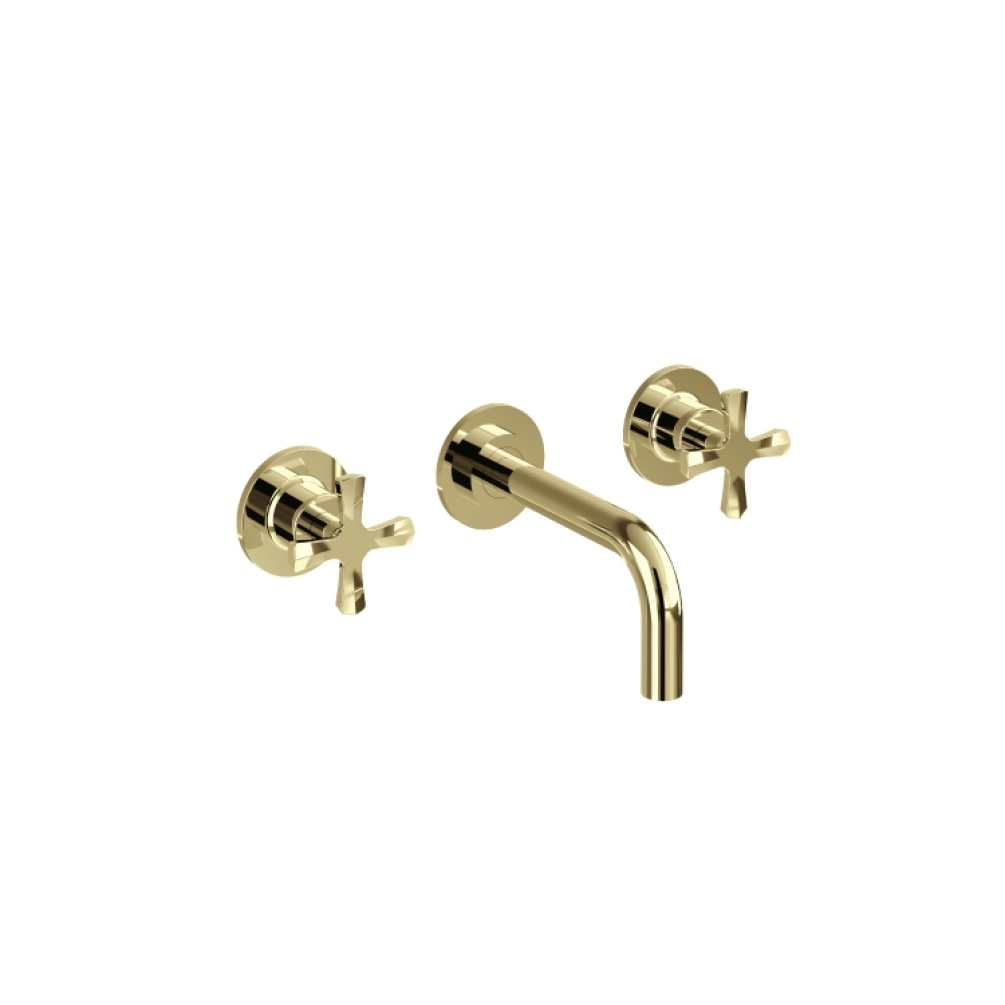 Image of Burlington Riviera 3 Tap Hole Gold Wall Mounted Basin Mixer