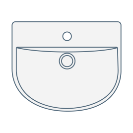 iconography image of a one/single tap hole bathroom sink or basin from above