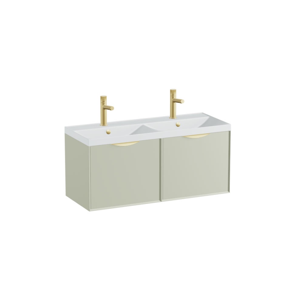 Vado Safari Smooth 1000mm Sage Green Wall Hung Vanity Unit & Arctic Basin
