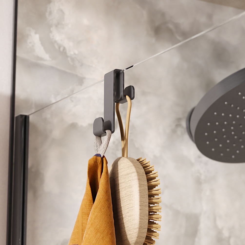 Lifestyle image of Crosswater Fold Slate Double Shower Hook