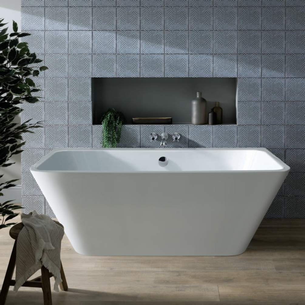 BC Designs Ancora Square Back To Wall Freestanding Bath