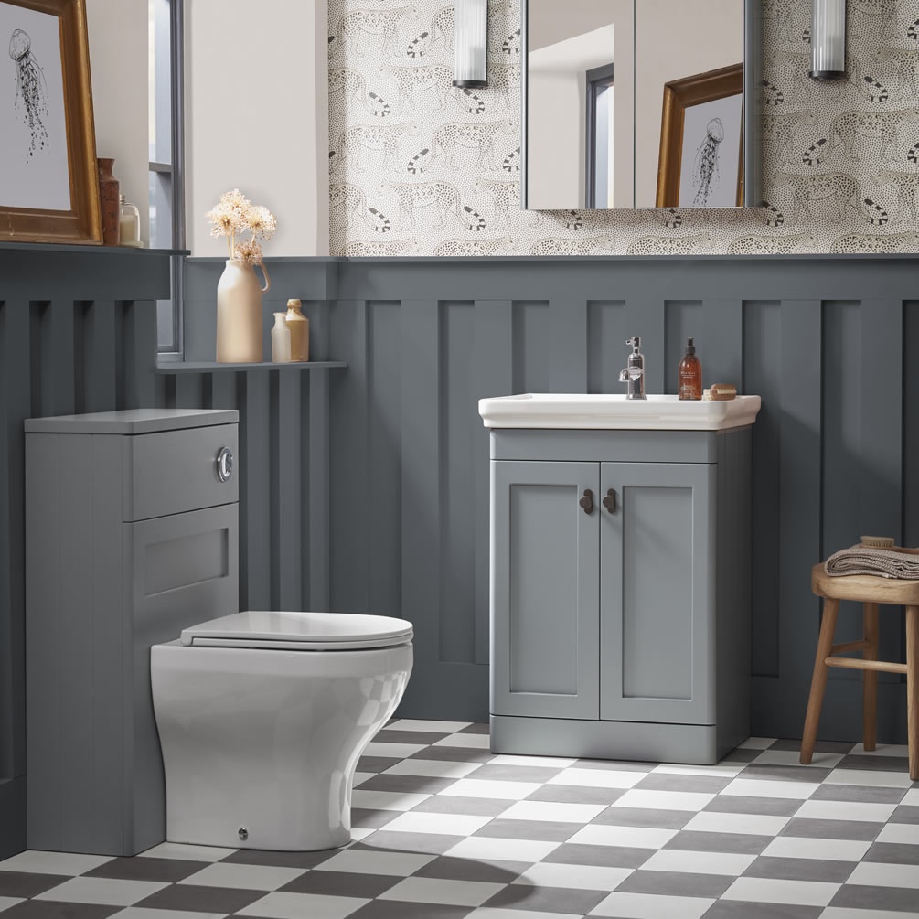 Tavistock Marston 600mm Matt Spruce Freestanding Vanity Unit & Basin - Lifestyle Image 1