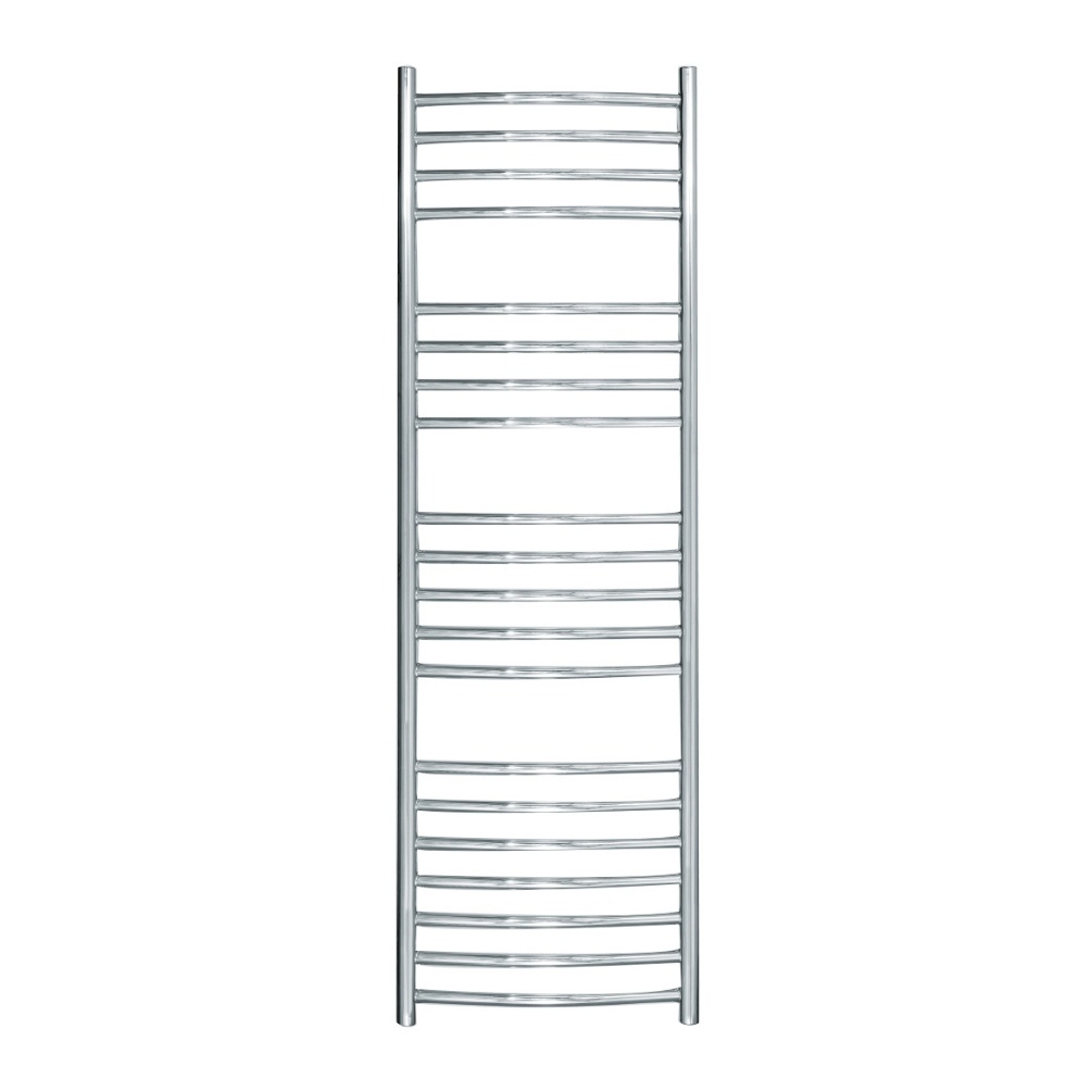 Cut out image of the The Sussex Range by JIS Adur 1250mm x 400mm Polished Stainless Steel Curved Electric Towel Rail