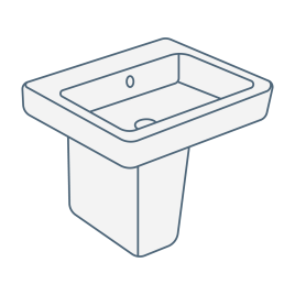 iconography image of a square semi pedestal basin/bathroom sink