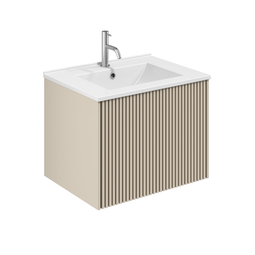 Product cut out image of Crosswater Limit 600mm Warm Stone Wall Hung Vanity Unit and 1 Tap Hole Ceramic Basin LM6000DWSAN DE0005SCW