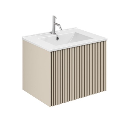 Product cut out image of Crosswater Limit 600mm Warm Stone Wall Hung Vanity Unit and 1 Tap Hole Ceramic Basin LM6000DWSAN DE0005SCW