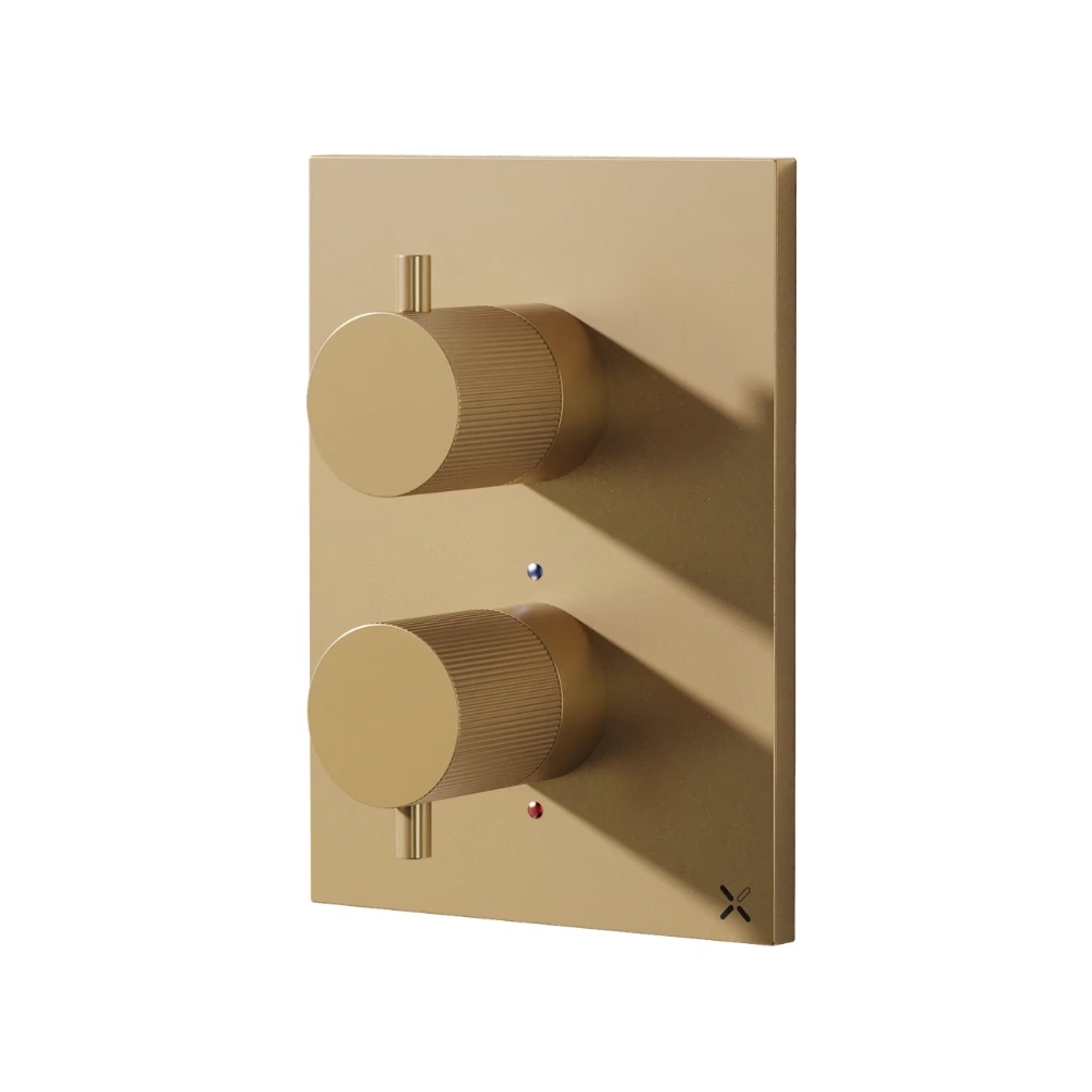 Crosswater Crossbox Brushed Brass 1 Outlet Trimset Cut Out