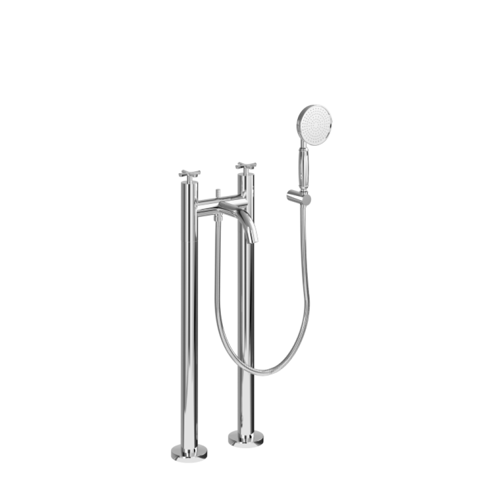 Image of Burlington Riviera Chrome Floorstanding Bath Mixer with Shower Handset & Hose - cutout on white background