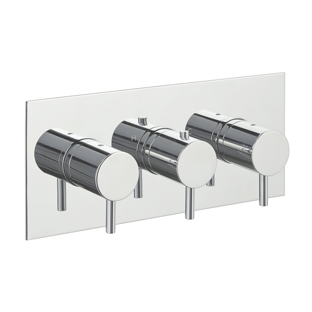 Photo of JTP Florence Chrome Triple Outlet Landscape Thermostatic Shower Valve Cutout