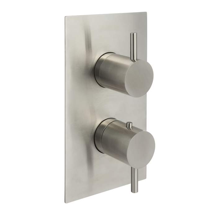 Photo of JTP Inox Brushed Stainless Steel Triple Outlet Shower Valve Cutout